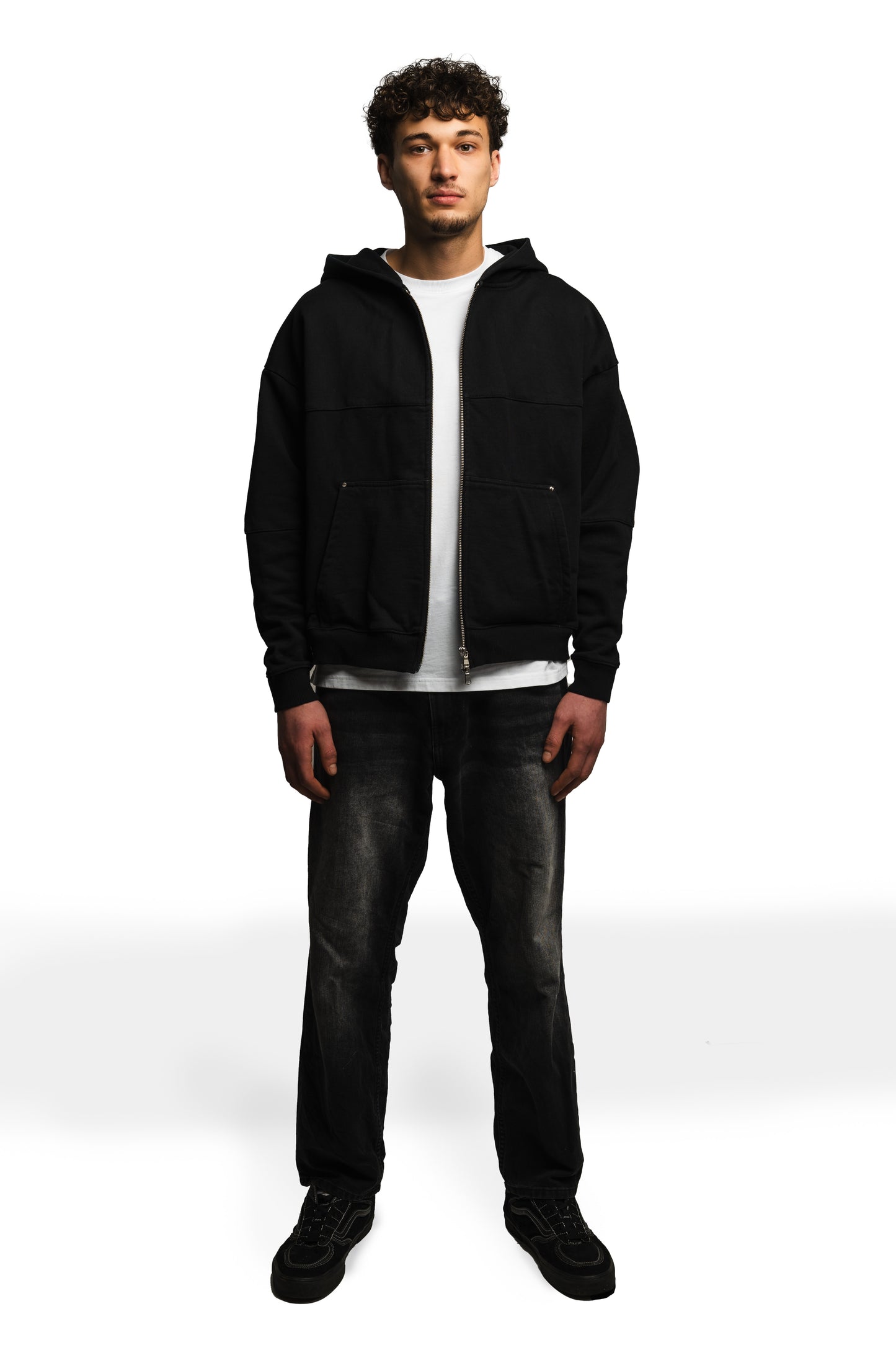 Double Zipped Hoodie (Black)