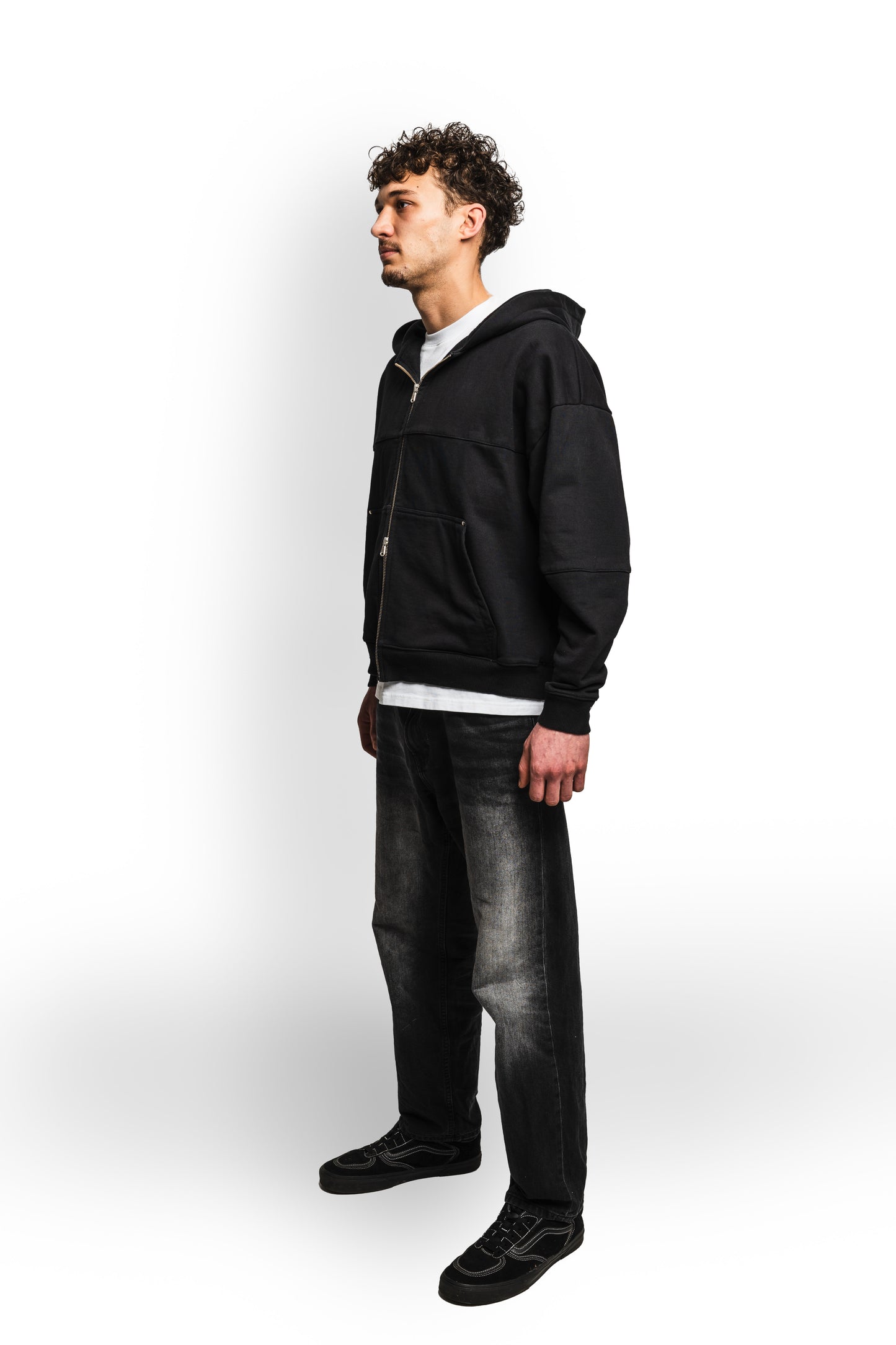 Double Zipped Hoodie (Black)